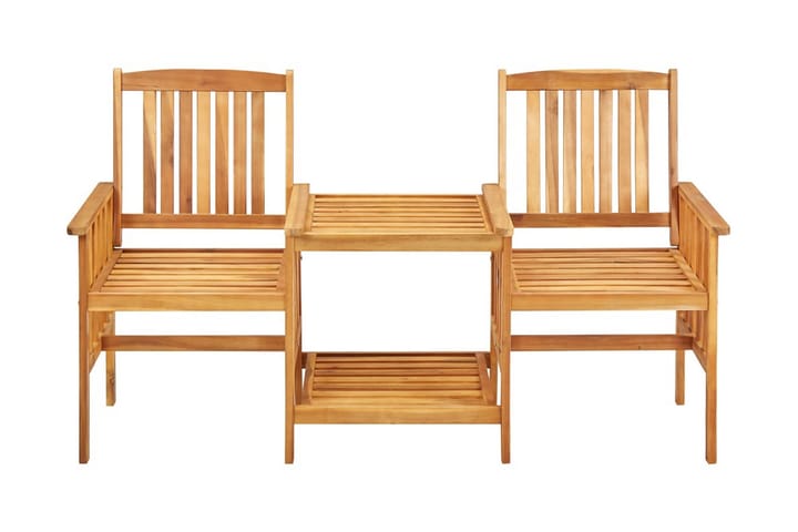 Puutarhatuolit teepöydällä 159x61x92 cm täysi akaasiapuu - Ruskea - Puutarhakalusteet - Tuolit & nojatuolit - Ulkotilan ruokatuoli