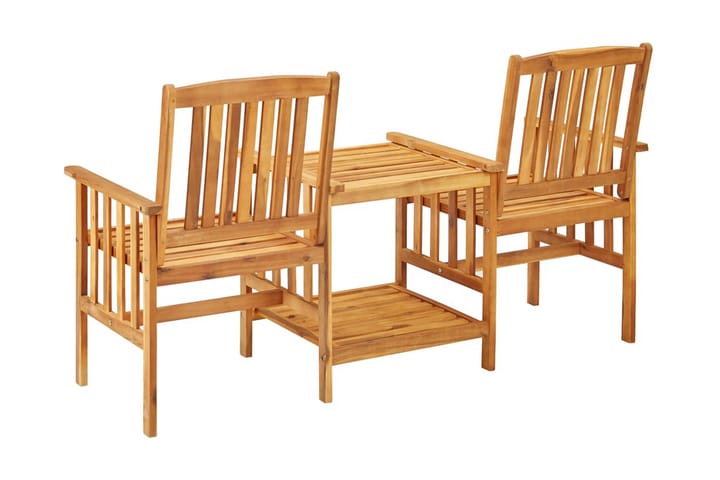 Puutarhatuolit teepöydällä 159x61x92 cm täysi akaasiapuu - Ruskea - Puutarhakalusteet - Tuolit & nojatuolit - Ulkotilan ruokatuoli