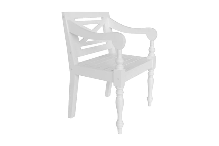Batavia-tuolit 2 kpl valkoinen täysi mahonki - Valkoinen - Puutarhakalusteet - Tuolit & nojatuolit - Ulkotilan nojatuolit