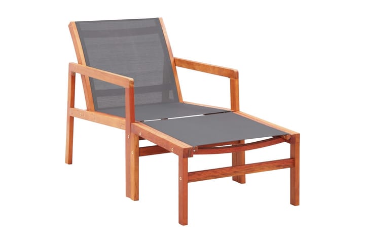 Puutarhatuoli jalkatuella harmaa eukalyptuspuu ja textilene - Puutarhakalusteet - Tuolit & nojatuolit - Ulkotilan nojatuolit