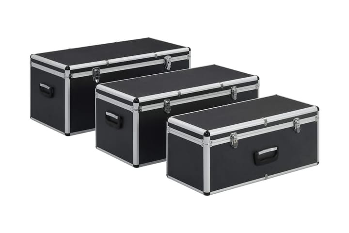 Säilytyslaatikot 3 kpl musta alumiini - Musta - Puutarhakalusteet - Säilytyslaatikot & kalustesuojat - Säilytyslaatikot ulos
