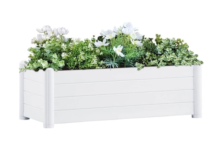 Korotettu kukkalaatikko PP valkoinen 100x43x35 cm - Valkoinen - Puutarhakalusteet - Tarvikkeet ulos - Muut puutarhatarvikkeet - Ruukut ulkokäyttöön