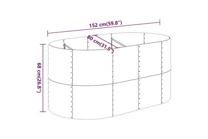 Puutarhakukkalaatikko jauhemaalattu teräs 152x80x68 cm hopea - Hopea - Puutarhakalusteet - Tarvikkeet ulos - Muut puutarhatarvikkeet - Ruukut ulkokäyttöön