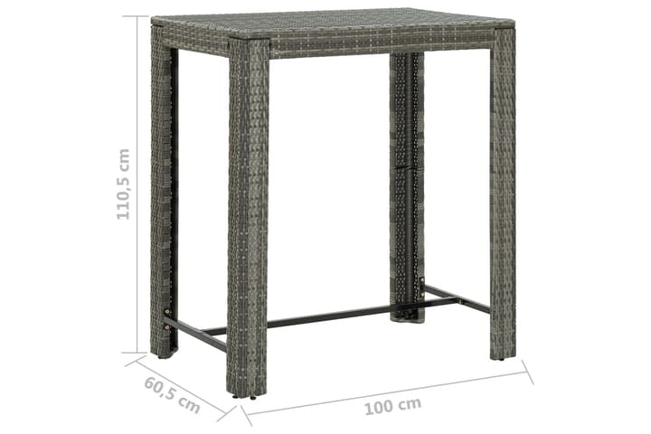 Puutarhan baaripöytä harmaa 100x60,5x110,5 cm polyrottinki - Harmaa - Puutarhakalusteet - Terassipöydät - Baaripöytä ulos