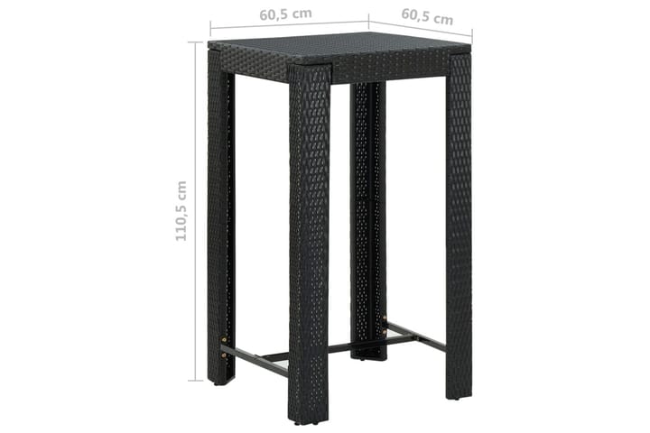 Puutarhan baaripöytä musta 60,5x60,5x110,5 cm polyrottinki - Musta - Puutarhakalusteet - Terassipöydät - Baaripöytä ulos