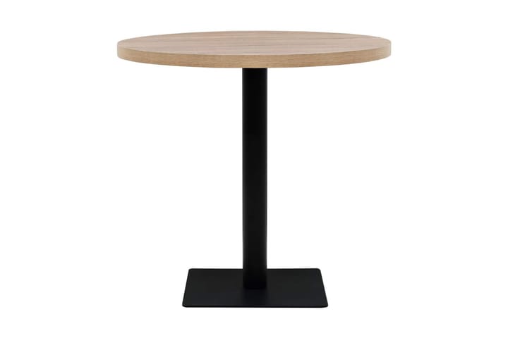 Bistropöytä MDF ja teräs pyöreä 80x75 cm tammenvärinen - Beige - Puutarhakalusteet - Terassipöydät - Ruokapöytä terassille