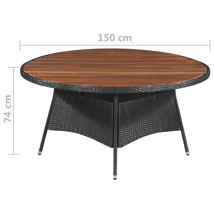 Puutarhapöytä 150x74 cm polyrottinki ja akaasiapuu - Ruskea - Puutarhakalusteet - Terassipöydät - Kahvilapöytä