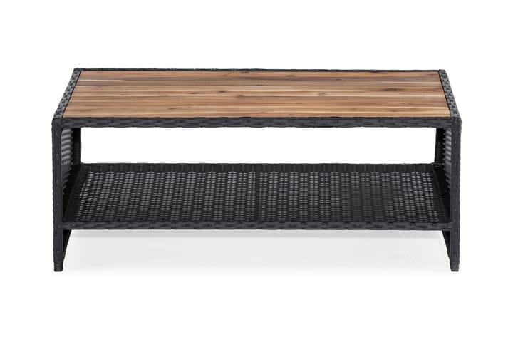 Pöytä Bahamas hyllyllä 113 cm - Musta/Akaasia - Puutarhakalusteet - Terassipöydät - Lounge pöydät