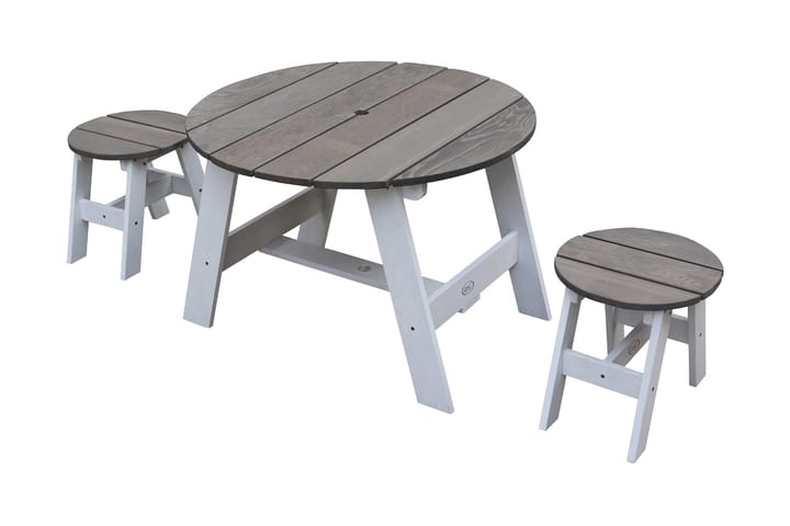 3-Piece Picnic Set Round Grey/white - Puutarhakalusteet - Terassipöydät - Piknikpöytä