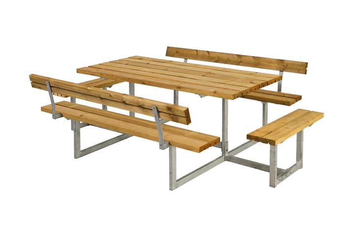 Basic Pöytä- ja penkkisetti 2 selkänojalla + 2 runkoa - Puutarhakalusteet - Terassipöydät - Piknikpöytä