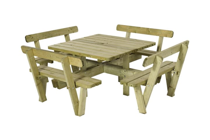 Pöytä- ja penkkisetti 42 mm neliskulmainen - Luonnonvärinen - Puutarhakalusteet - Terassipöydät - Piknikpöytä
