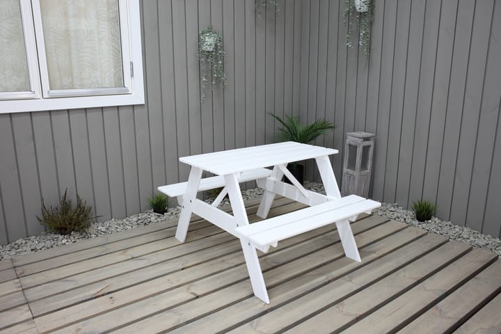 Piknikpöytä Nancie Mini - Valkoinen - Puutarhakalusteet - Terassipöydät - Piknikpöytä