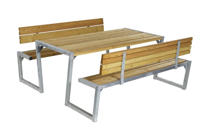 Zigma setti laudoilla + 2 selkänojaa - Luonnonvärinen - Puutarhakalusteet - Terassipöydät - Piknikpöytä