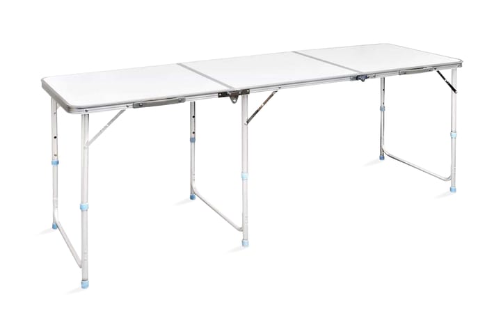 Kokoontaitettava Leiripöytä Korkeussäädettävä 180x60 cm - Valkoinen - Puutarhakalusteet - Terassipöydät - Retkipöytä