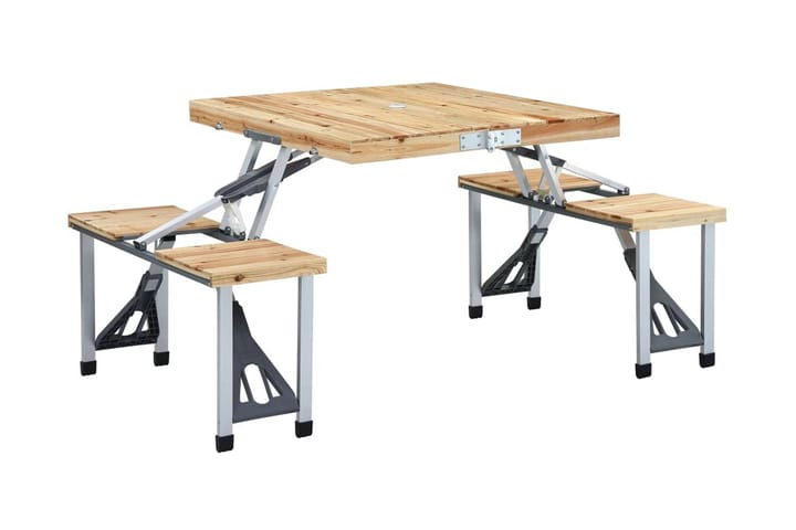 Kokoontaitettava retkipöytä neljällä istuimella teräs - Ruskea - Puutarhakalusteet - Terassipöydät - Retkipöydät