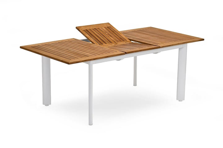 Pöytä Nydala 96x150/200 cm Valkoinen/Tiikki - Hillerstorp - Puutarhakalusteet - Terassipöydät - Ruokapöytä terassille