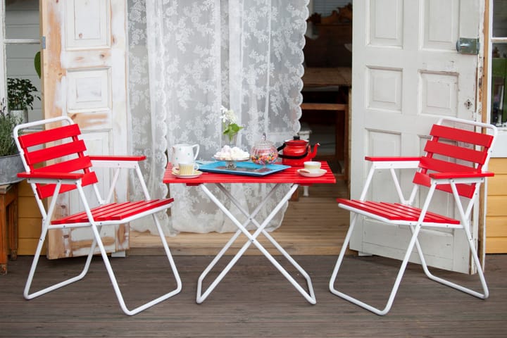 Pöytä Retro 401 punainen/valkoinen - Varax - Puutarhakalusteet - Terassipöydät - Ruokapöytä terassille