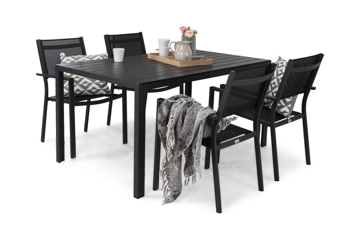 Pöytä Tunis 150x90 cm - Musta - Puutarhakalusteet - Terassipöydät - Ruokapöytä terassille