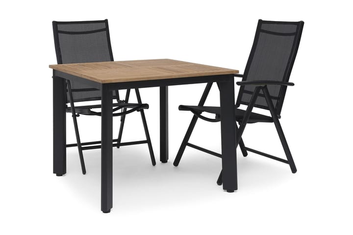 Pöytä Viren 90x90 cm Musta alumiini/saarni - Puutarhakalusteet - Terassipöydät - Ruokapöytä terassille