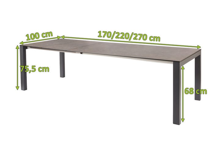 Palermo Ruokapöytä 170/220/270x100 cm - Puutarhakalusteet - Terassipöydät - Ruokapöytä terassille
