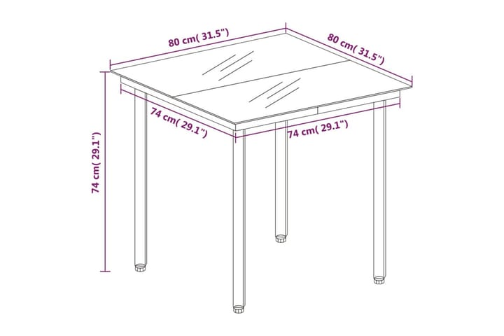 Puutarhan ruokapöytä musta 80x80x74 cm teräs ja lasi - Musta - Puutarhakalusteet - Terassipöydät - Ruokapöytä terassille