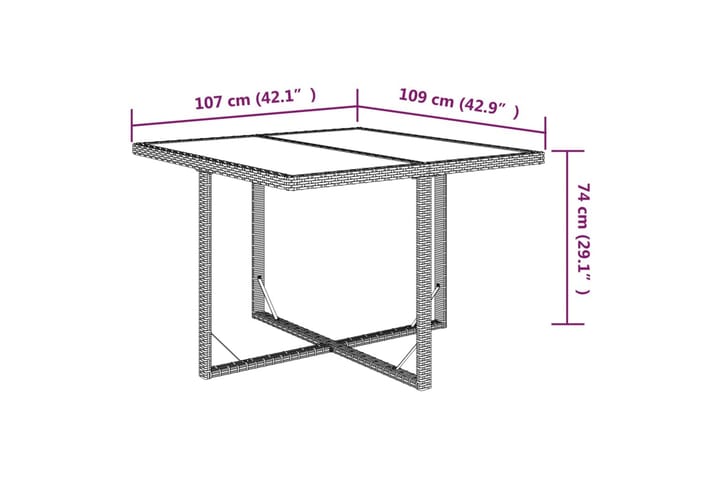 Puutarhapöytä beige 109x107x74 cm polyrottinki ja lasi - Beige - Puutarhakalusteet - Terassipöydät - Ruokapöytä terassille