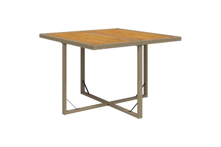 Puutarhapöytä beige 109x107x74 cm polyrottinki ja täyspuu - Beige - Puutarhakalusteet - Terassipöydät - Ruokapöytä terassille