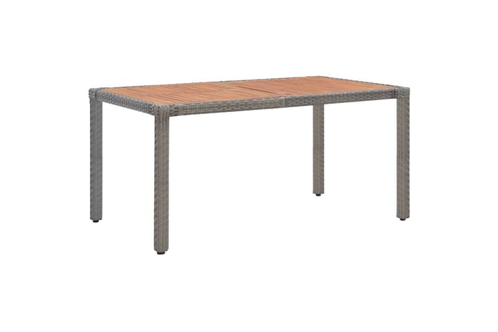 Puutarhapöytä harmaa 150x90x75 cm polyrottinki ja akaasiapuu - Harmaa - Puutarhakalusteet - Terassipöydät - Ruokapöytä terassille