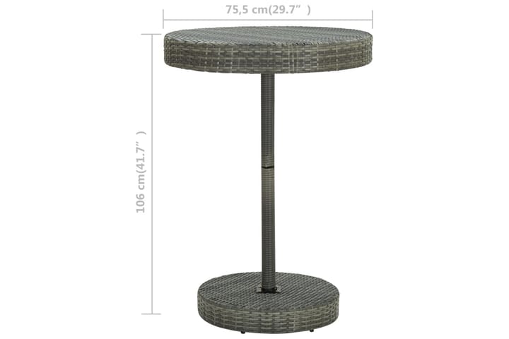 Puutarhapöytä harmaa 75,5x106 cm polyrottinki - Puutarhakalusteet - Terassipöydät - Ruokapöytä terassille