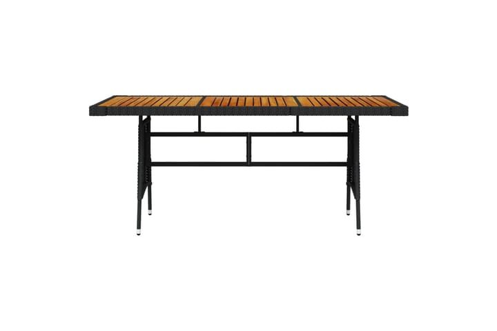 Puutarhapöytä musta 160x70x72 cm polyrottinki ja akaasiapuu - Musta - Puutarhakalusteet - Terassipöydät - Ruokapöytä terassille