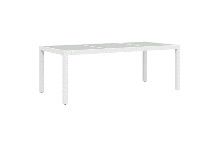 Puutarhapöytä valk. 190x90x75 cm karkaistu lasi ja polyrotti - Valkoinen - Puutarhakalusteet - Terassipöydät - Ruokapöytä terassille