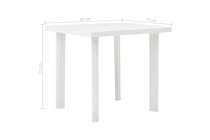 Puutarhapöytä valkoinen 80x75x72 cm muovi - Valkoinen - Puutarhakalusteet - Terassipöydät - Ruokapöytä terassille