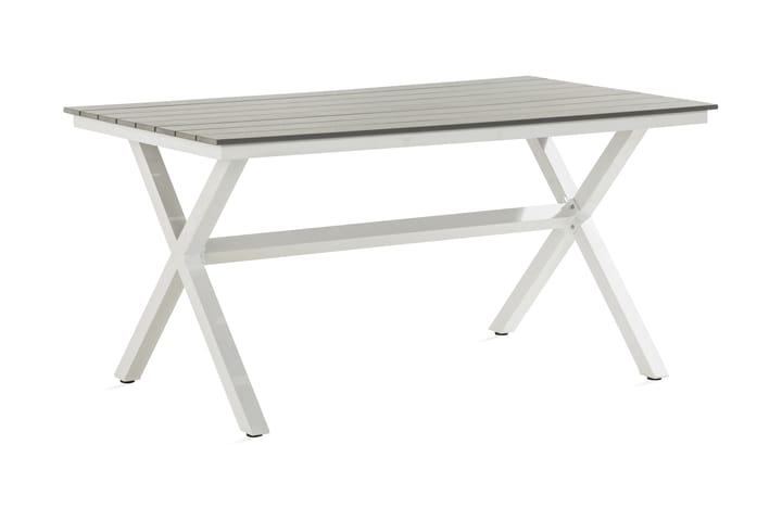 Ristijalkapöytä Tunis 150x90 cm - Valkoinen/Harmaa - Puutarhakalusteet - Terassipöydät - Ruokapöytä terassille