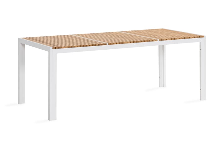 Ruokapöytä Barkar 200 cm - Tiikki/Valkoinen - Puutarhakalusteet - Terassipöydät - Ruokapöytä terassille