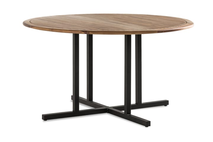 Ruokapöytä Lines 140 cm Pyöreä - Akaasia/Musta - Puutarhakalusteet - Puutarhatuoli - Ulkotilan ruokatuoli