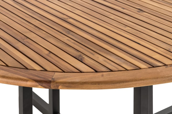 Ruokapöytä Lines 140 cm Pyöreä - Akaasia/Musta - Puutarhakalusteet - Terassipöydät - Ruokapöytä terassille