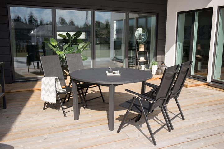Ruokapöytä Marbella 140 cm Pyöreä - Musta - Puutarhakalusteet - Terassipöydät - Ruokapöytä terassille