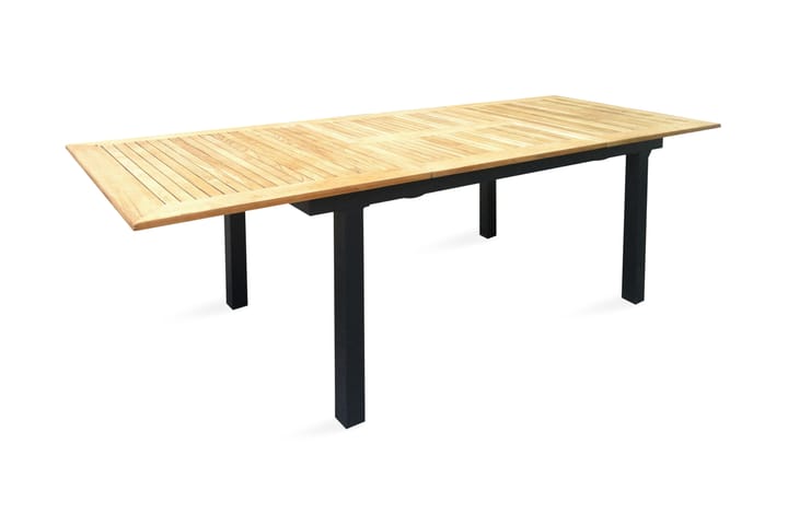 Ruokapöytä Mexico Jatkettava 160 cm - Musta/Tiikki - Puutarhakalusteet - Terassipöydät - Ruokapöytä terassille