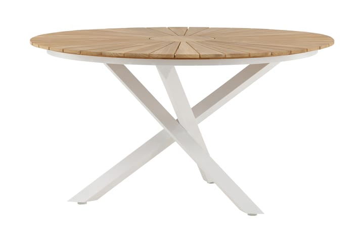 Ruokapöytä Mexico Pyöreä 140 cm - Tiikki/Valkoinen - Puutarhakalusteet - Terassipöydät - Ruokapöytä terassille