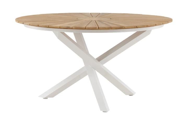 Ruokapöytä Mexico Pyöreä 140 cm - Tiikki/Valkoinen - Puutarhakalusteet - Terassipöydät - Ruokapöytä terassille