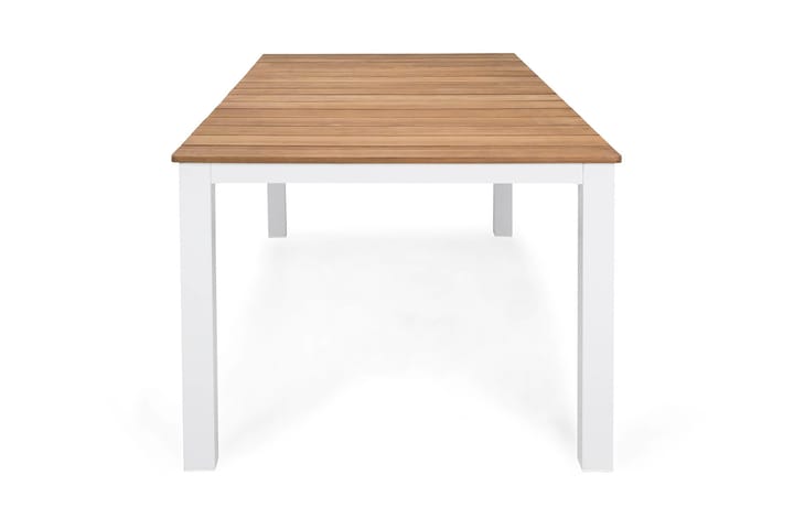 Ruokapöytä Oliver 210x100 cm - Valkoinen/Tiikki - Puutarhakalusteet - Terassipöydät - Ruokapöytä terassille