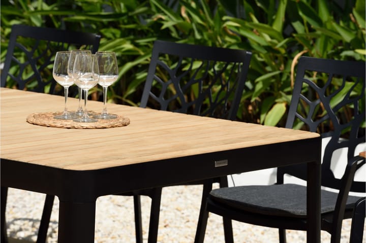 Ruokapöytä Portals 209 cm - Musta/Puu - Puutarhakalusteet - Terassipöydät - Ruokapöytä terassille