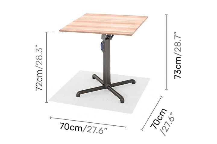 Ruokapöytä Salomon-Gyro 70 cm - Harmaa - Puutarhakalusteet - Terassipöydät - Ruokapöytä terassille