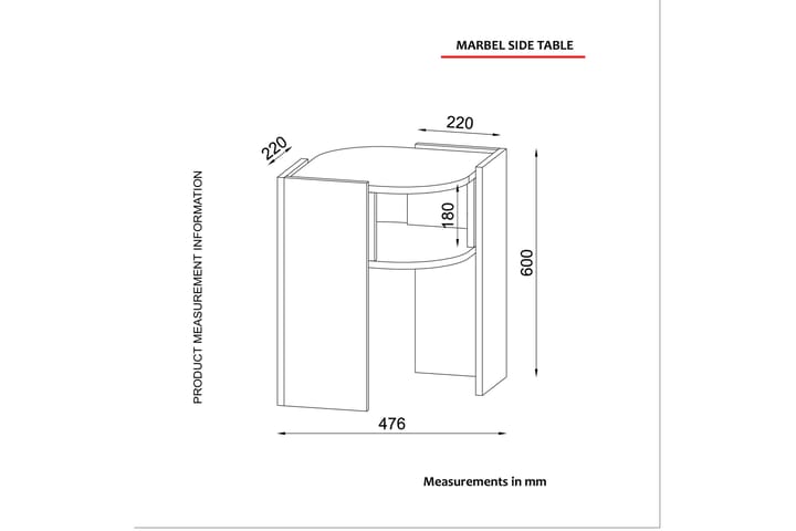 Sivupöytä Mathon 48 cm - Pähkinä/Harmaa/Musta - Puutarhakalusteet - Terassipöydät - Sivupöydät ulos