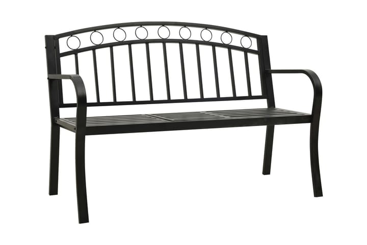 Puutarhapenkki pöydällä 125 cm teräs musta - Musta - Puutarhakalusteet - Sohvat & penkit - Puutarhapenkki & ulkopenkki