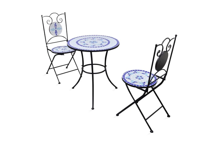 3-osainen Bistrokalustesarja mosaiikki sininen ja valkoinen - Sininen - Puutarhakalusteet - Ulkoryhmä - Cafe-ryhmä