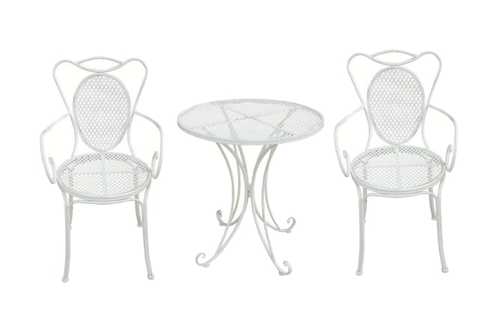 Bistro-Setti 3 Chic Garden Pöytä+2 tuolia Valkoinen - Chic Garden - Puutarhakalusteet - Ulkoryhmä - Cafe-ryhmä
