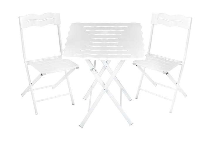 Kahvilasetti Riotorto 60 cm Aaltokuvio + 2 tuolia - Valkoinen - Puutarhakalusteet - Ulkoryhmä - Cafe-ryhmä