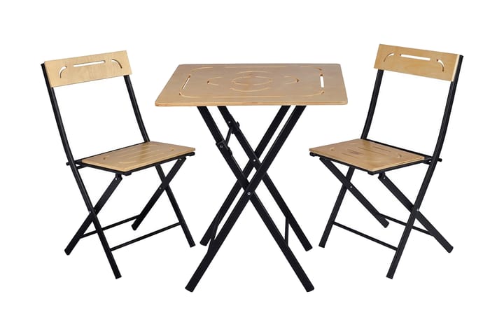 Kahvilasetti Riotorto 60 cm kukkakuvio + 2 tuolia - Ruskea/Musta - Puutarhakalusteet - Ulkoryhmä - Cafe-ryhmä