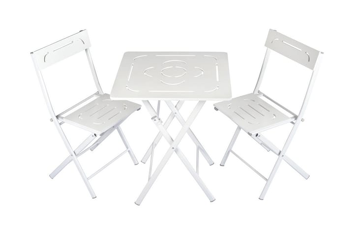Kahvilasetti Riotorto 60 cm kukkakuvio + 2 tuolia - Valkoinen - Puutarhakalusteet - Ulkoryhmä - Ruokailuryhmät ulos